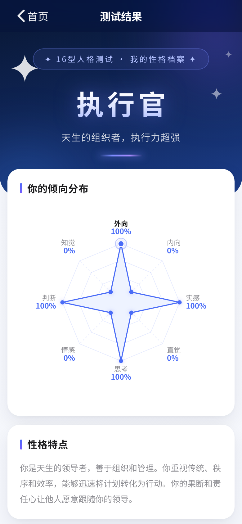 16型人格测试 结果页实拍